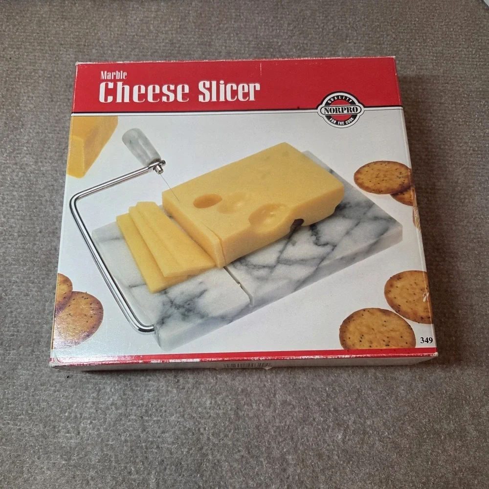 Marble Cheese Slicer Board and X Wire White 8×5×3/4